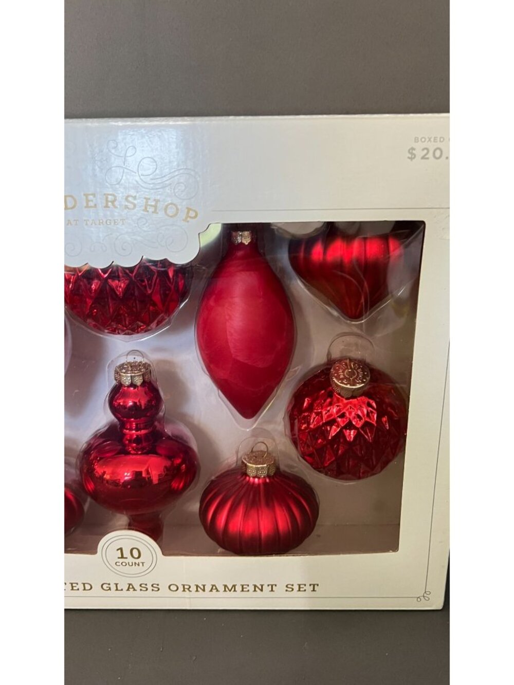 Wondershop Handcrafted Glass Ornament Set 10-Count Red Christmas - Picture 3 of 4